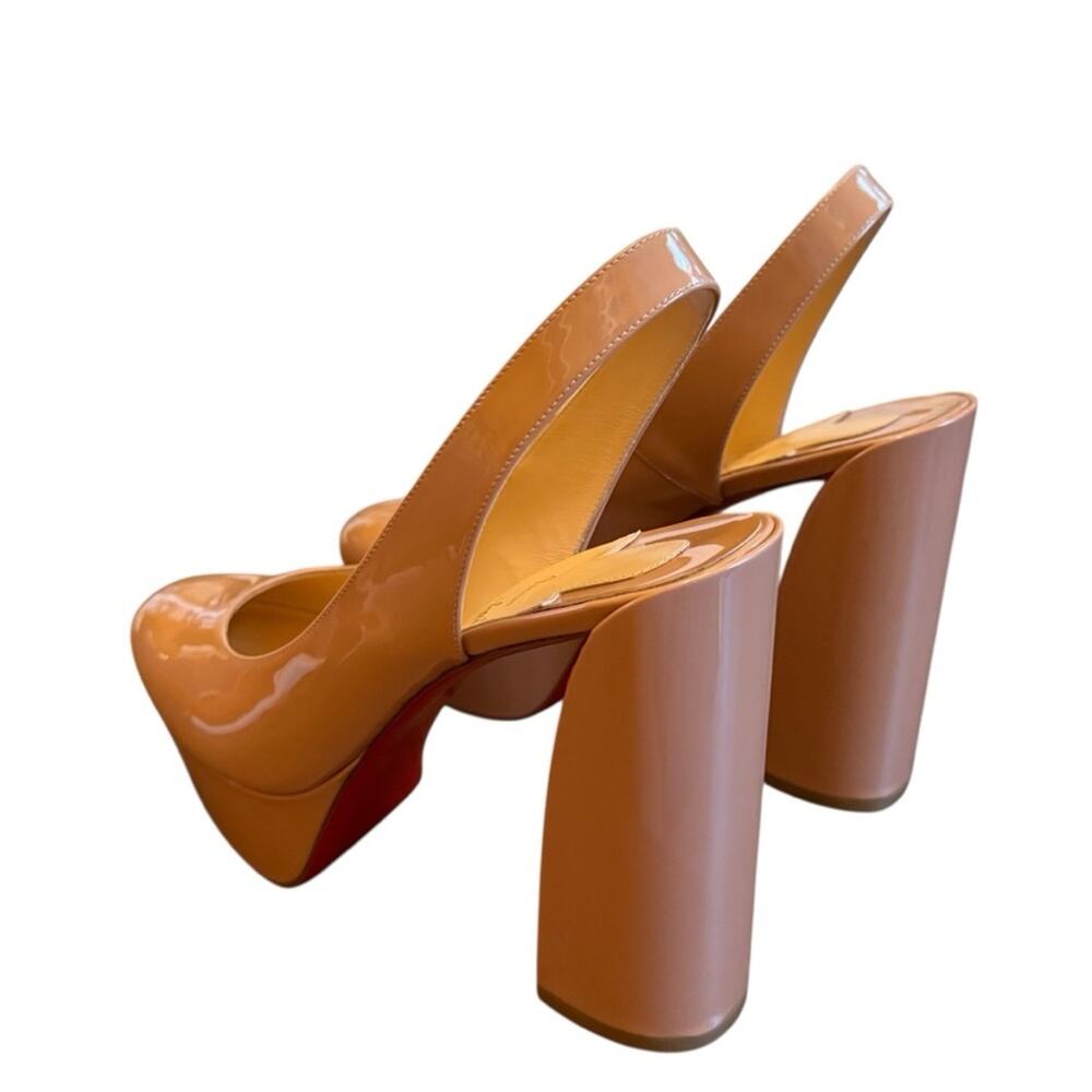 Christian Louboutin Nude Patent Leather Movida Sling 130 Heels EU 39.5 US 9.5 - Picture 5 of 15